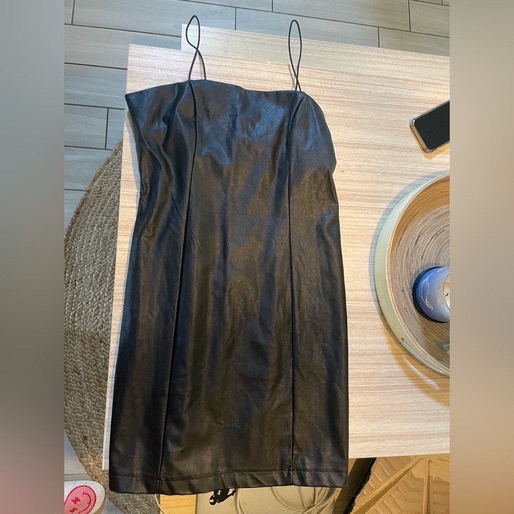 Black leather a line dress never been worn M target